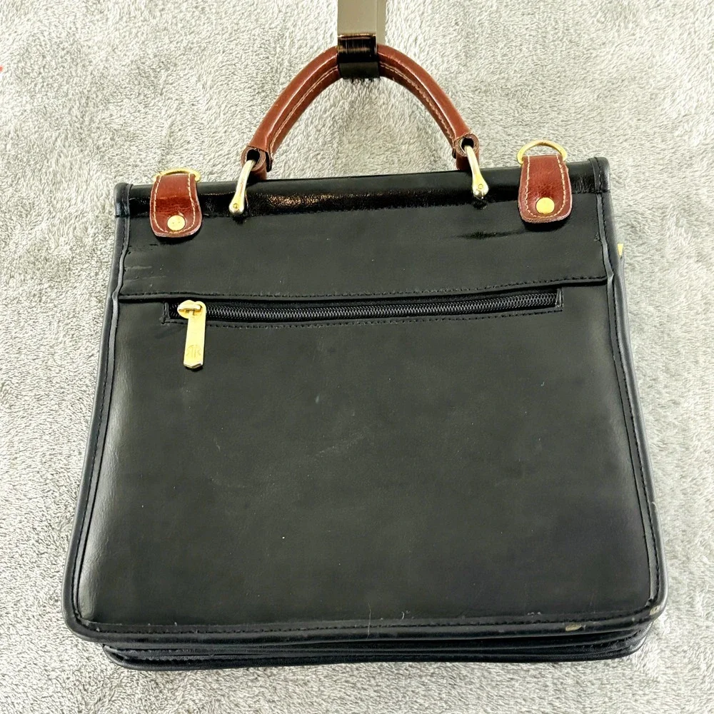 Vintage Rina‎ Rich Handbag Top Handle Purse Black Brown Leather Missing Strap